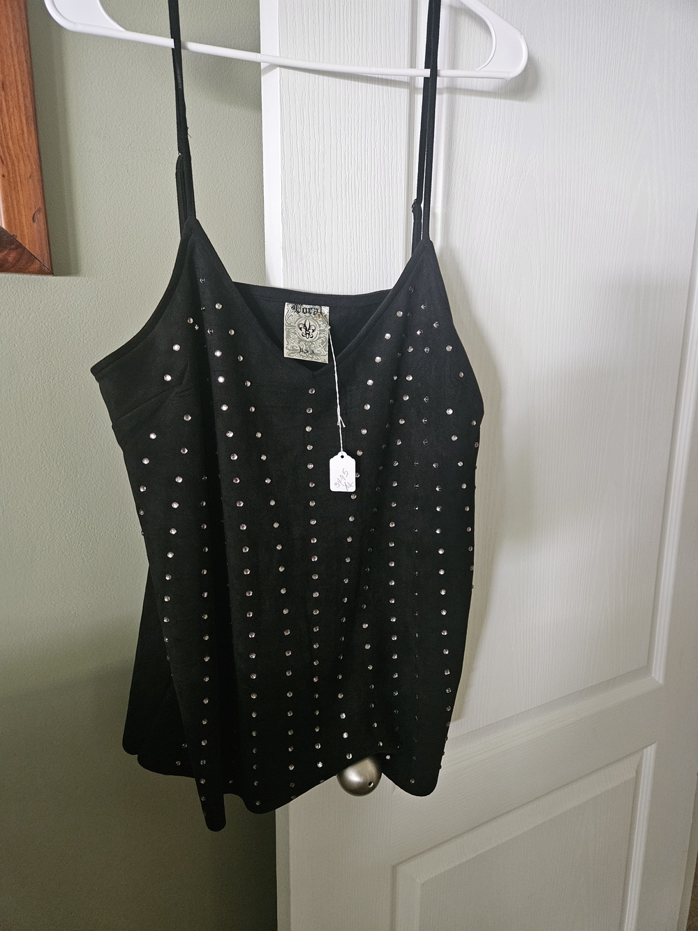Vocal Black Studded Spaghetti-Strap Camisole Top